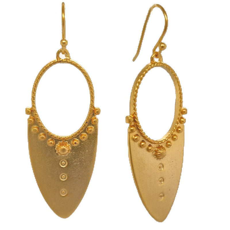 Azal Oval Multi Dot matt gold Earring