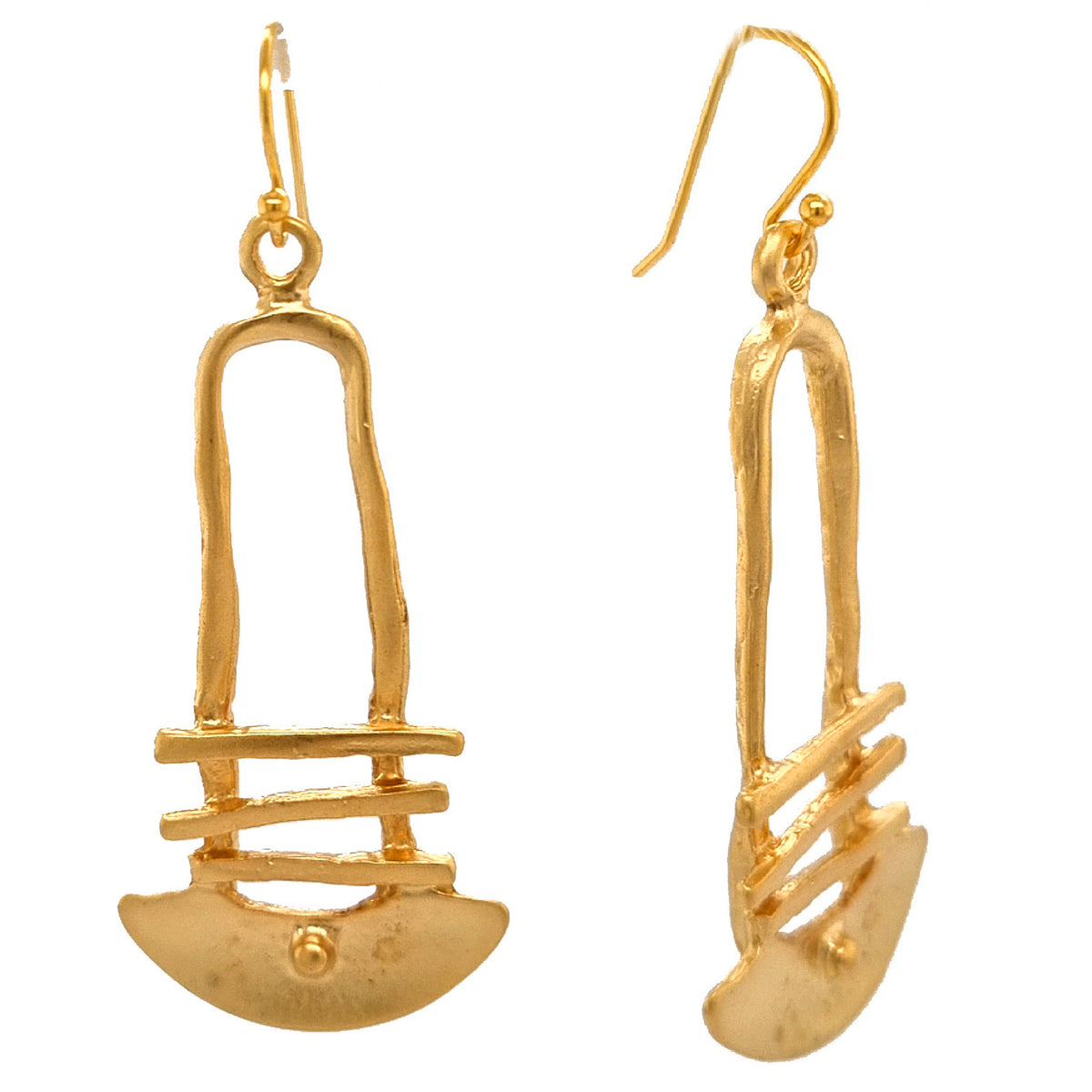 Azal Long Ladder Matt Gold or Silver Earring