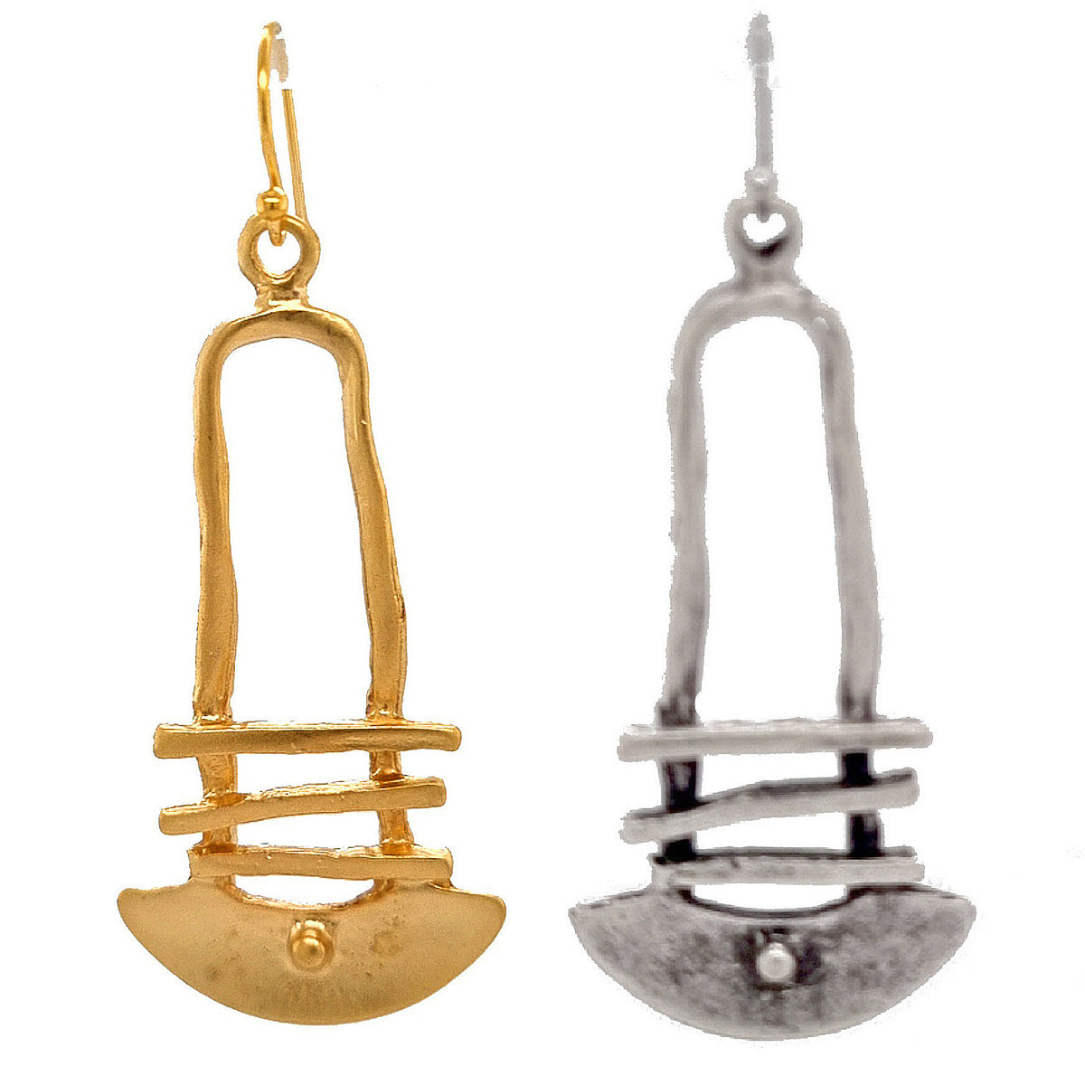 Azal Long Ladder Matt Gold or Silver Earring