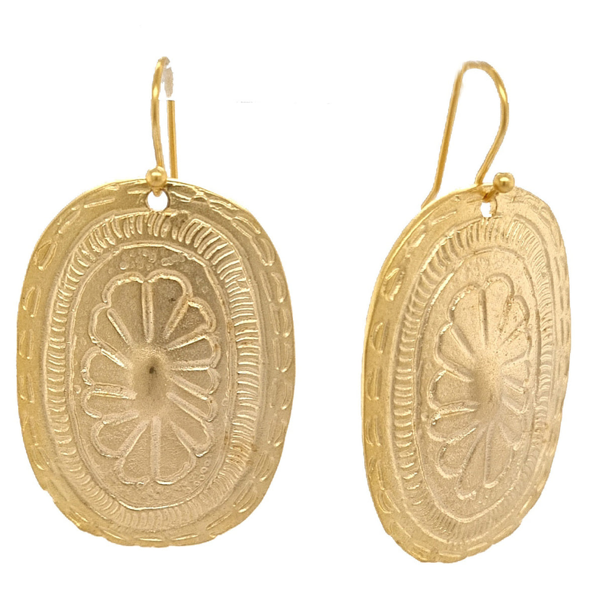 Azal Oval Sheild Matt Gold or Silver Earring