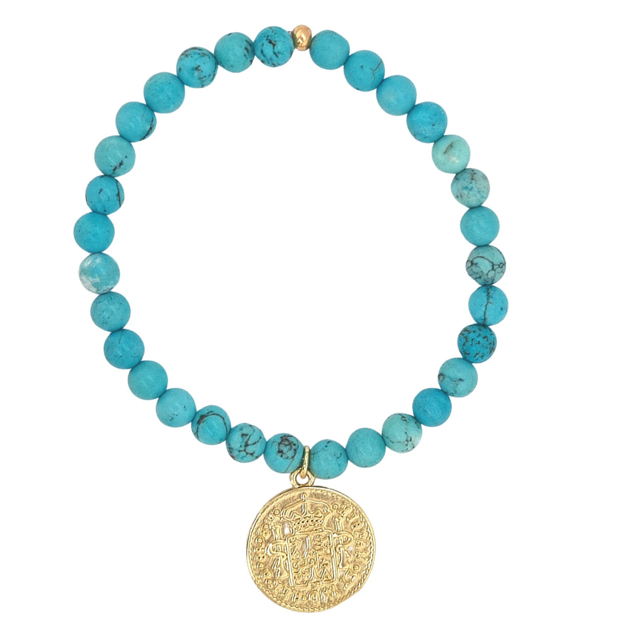 Amara Stretchy Turquoise Coin Bracelets Gold or Silver