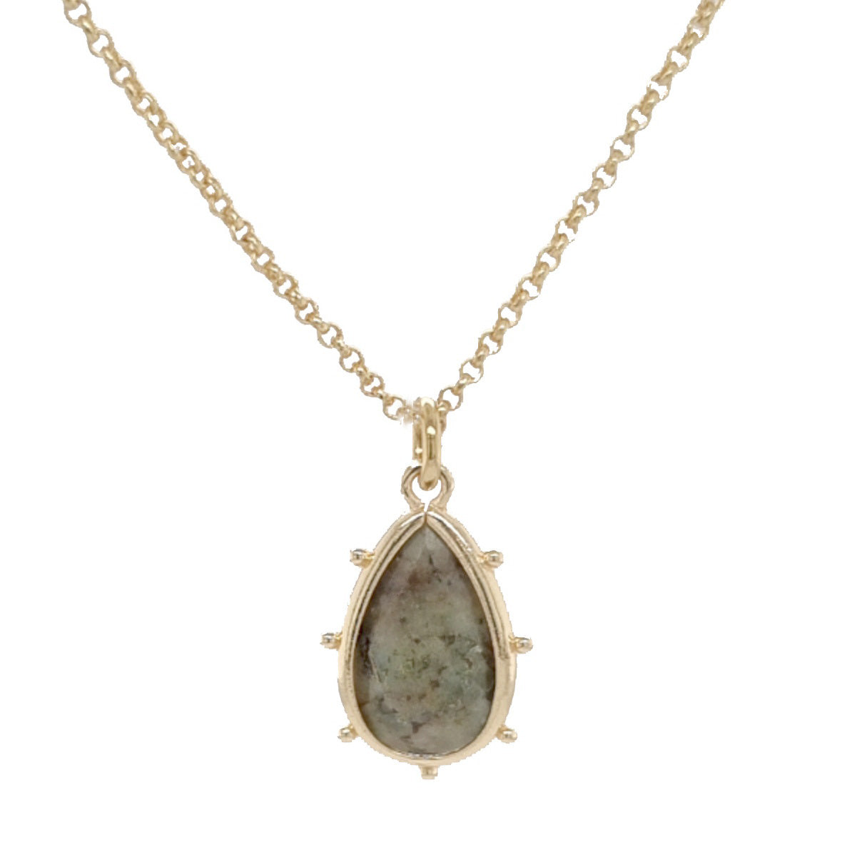 Aurulia Gemstone drop Necklace Green Onyx