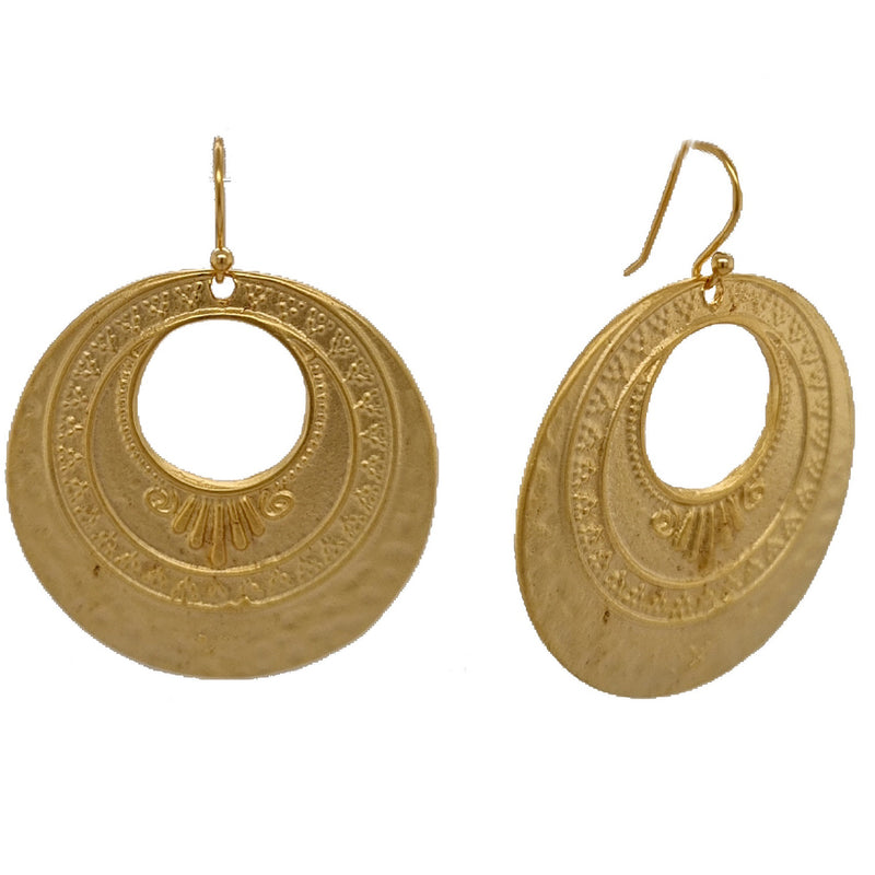 Azal Hollow Round matt gold or silver Earrings