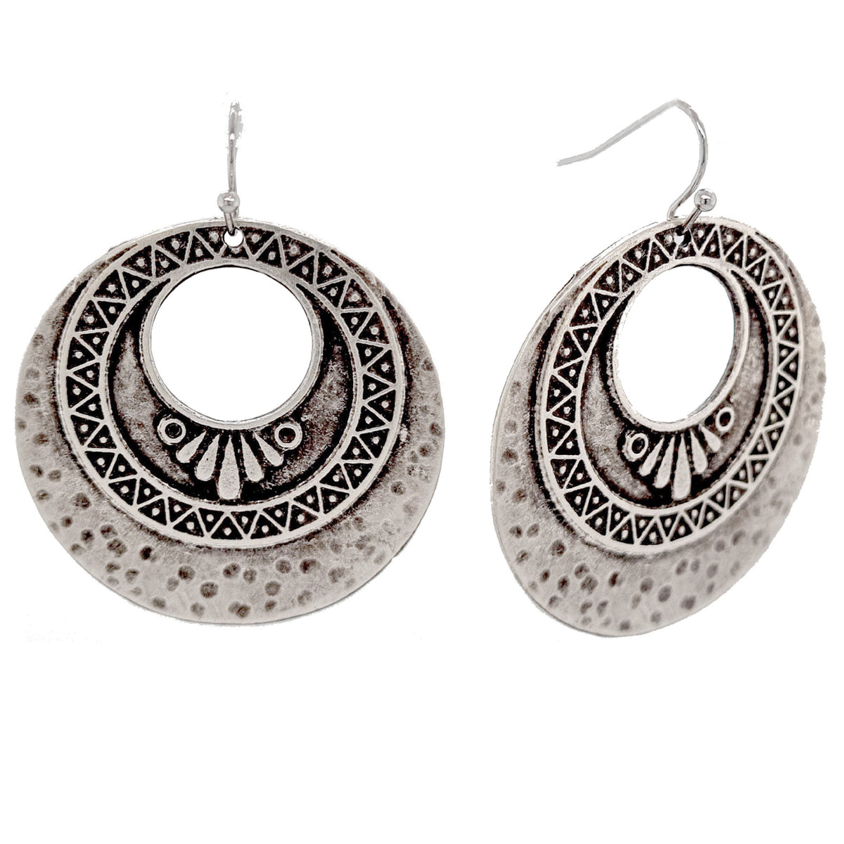 Azal Hollow Round matt gold or silver Earrings