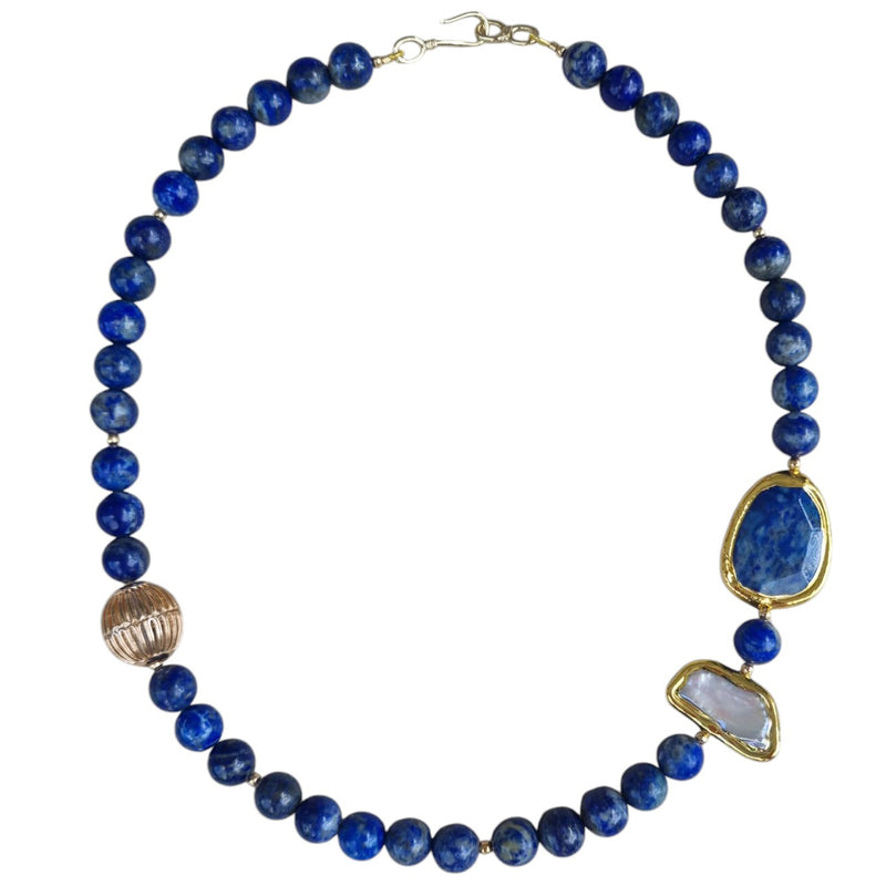 Sadie Freshwater Pearl, Lapis Lazuli Necklace