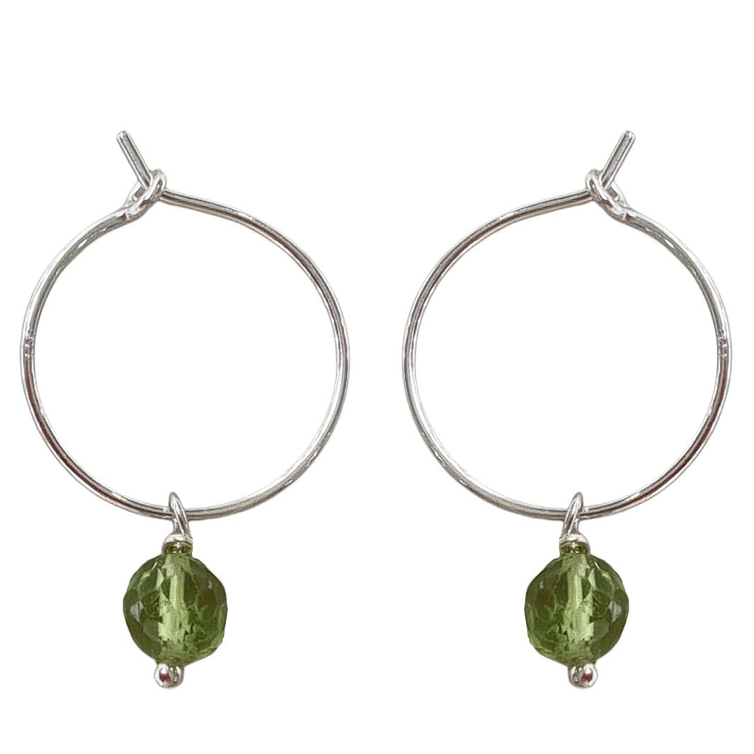 Faye Peridot Hoops Silver, Rose or Yellow Gold