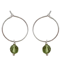 Faye Peridot Hoops Silver, Rose or Yellow Gold