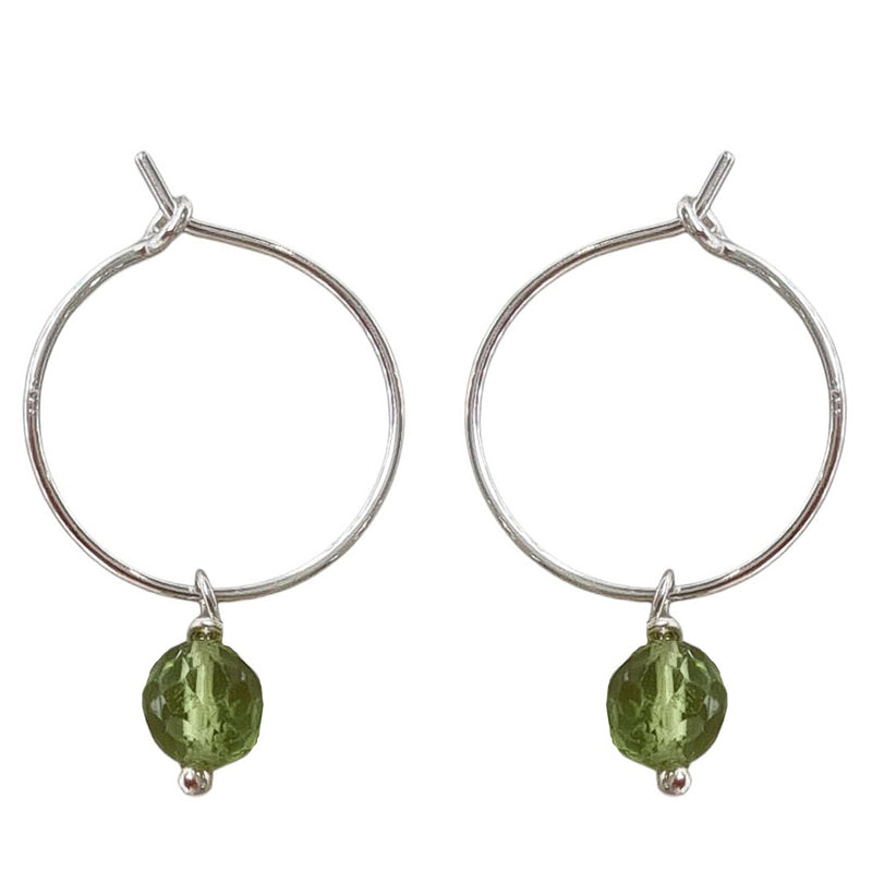 Faye Peridot Hoops Silver, Rose or Yellow Gold