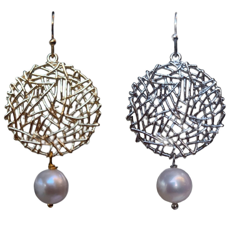 Louise Freshwater Pearl Round Woven Earrings