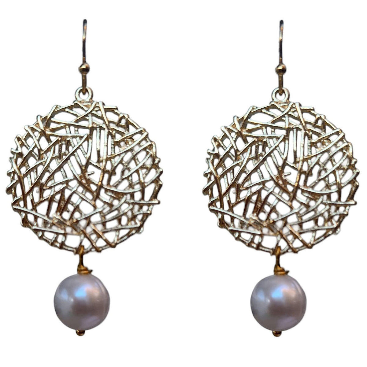 Louise Freshwater Pearl Round Woven Earrings