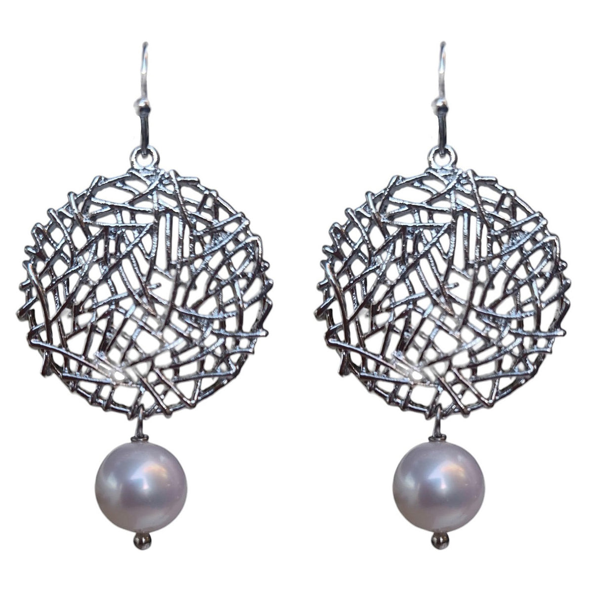 Louise Freshwater Pearl Round Woven Earrings