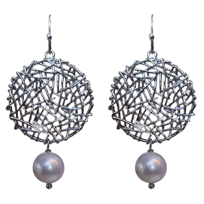 Louise Freshwater Pearl Round Woven Earrings