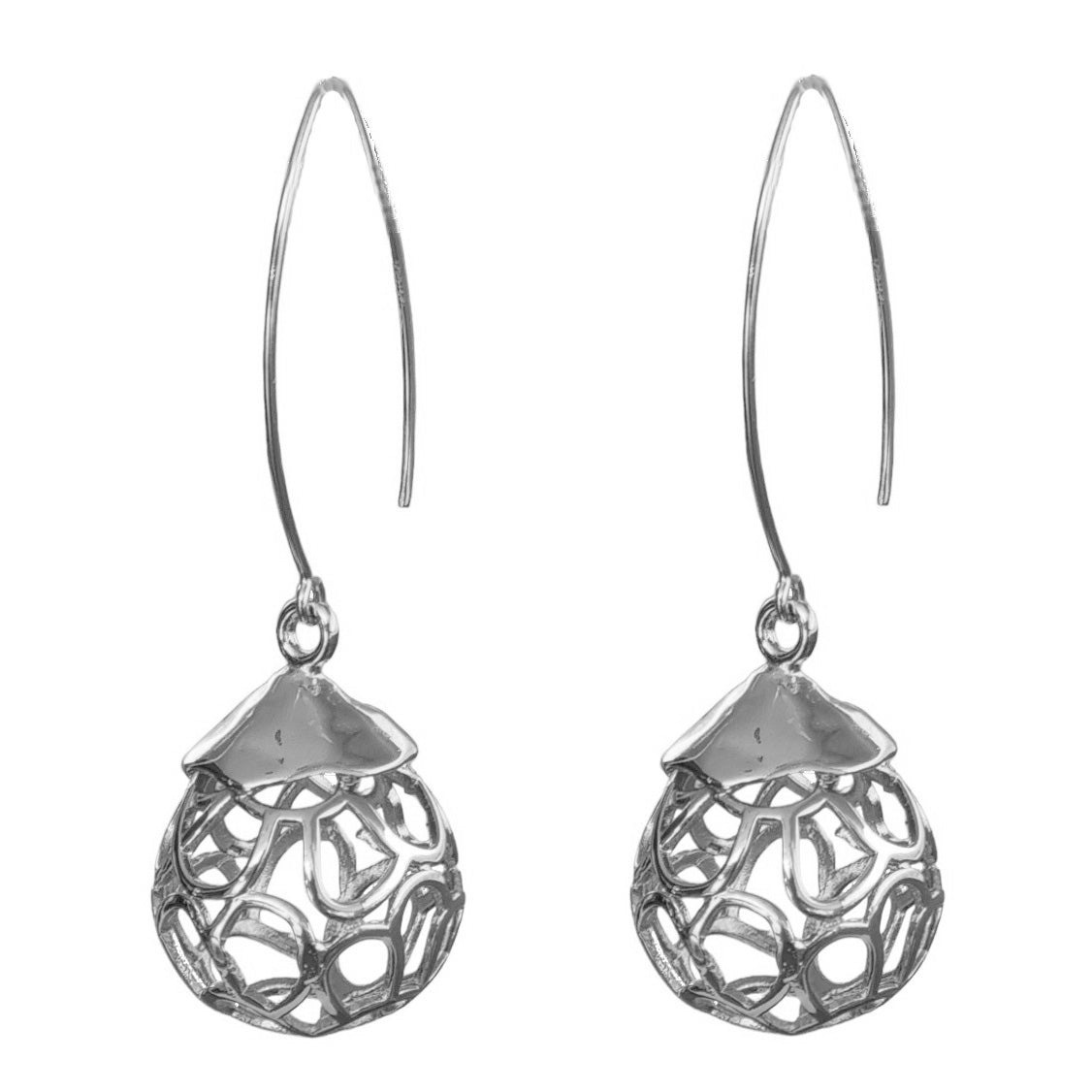 Baroque Wire Ball Earrings Sterling Silver or 14k Gold filled Earwires