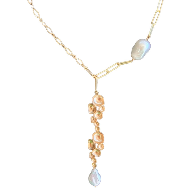 Navigio Paperclip large Baroque Freshwater Pearl Necklace