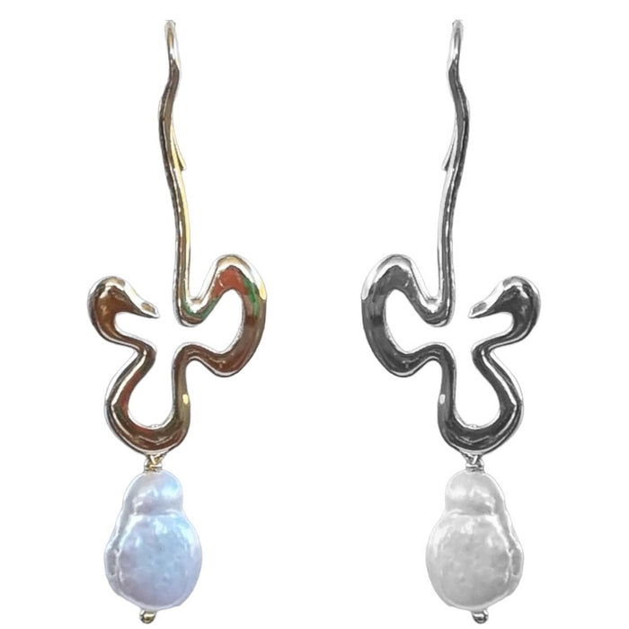 Clematis Baroque Freshwater Pearl Earrings Gold or Platinum