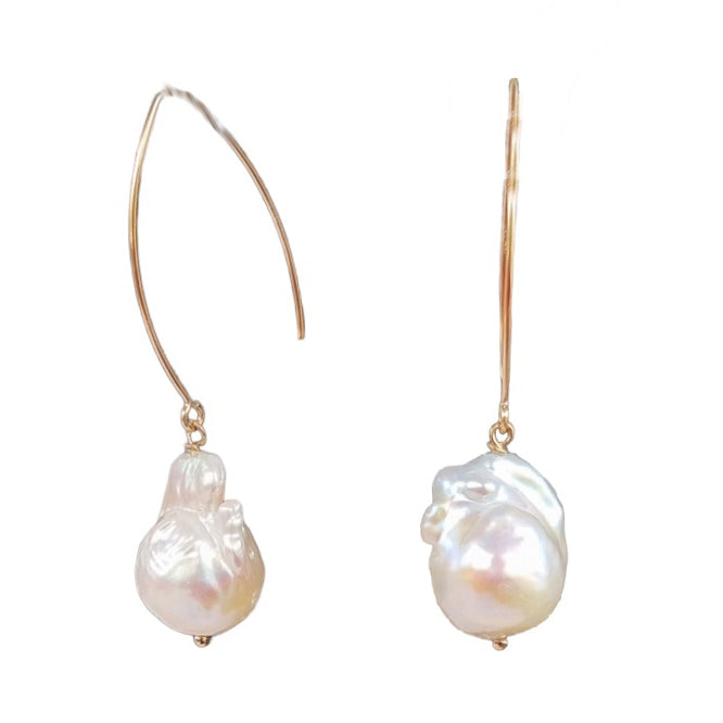 Lotus Large Baroque Freshwater Pearl drop Earrings