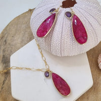 Kate Ruby & Amethyst Double Pendant Earrings