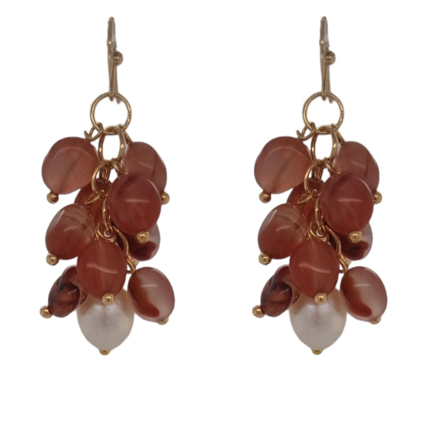 Alighieri Freshwater Pearl Gemstone Earrings - Carnelian