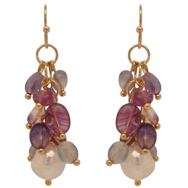 Alighieri Freshwater Pearl Gemstone Earrings - Fluorite