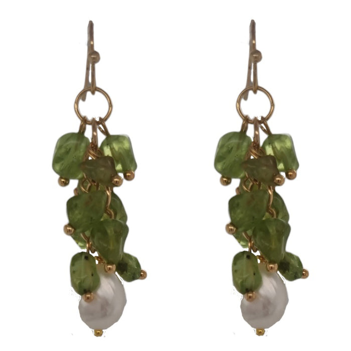 Alighieri Freshwater Pearl Gemstone Earrings - Peridot