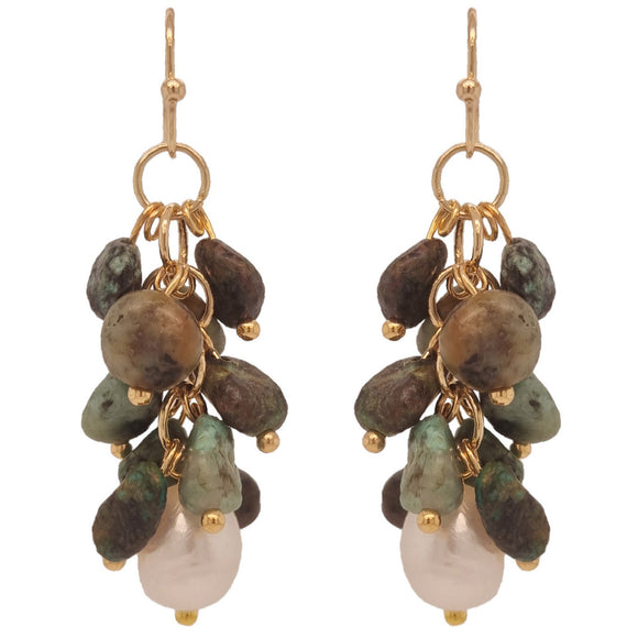 Alighieri Freshwater Pearl Gemstone Earrings - African Turquoise