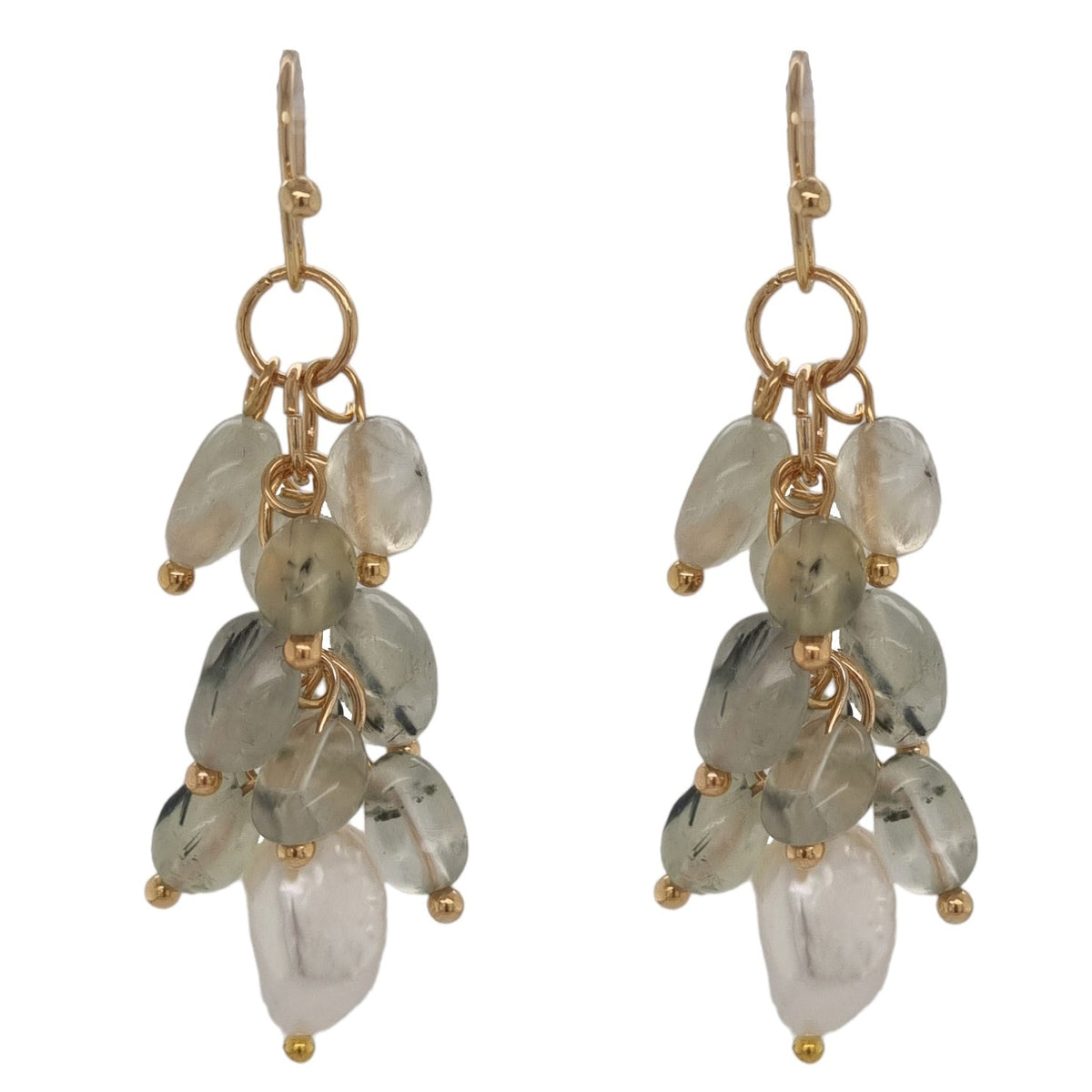 Alighieri Freshwater Pearl Gemstone Earrings - Prehnite