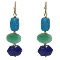 Deva Turquoise, Chrysophase and Lapis Lazuli Earrings