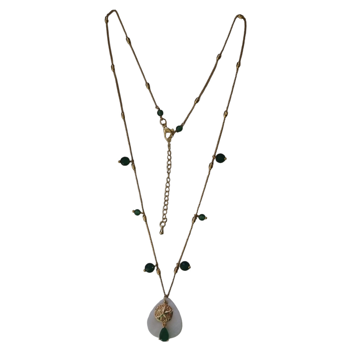 Jamalia Green Onyx and Freshwater Pearl stacking Necklaces