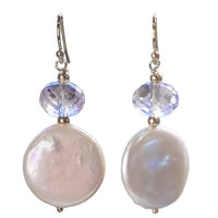 Blush Pink Amethyst Freshwater Pearl Earrings Silver or Gold filled