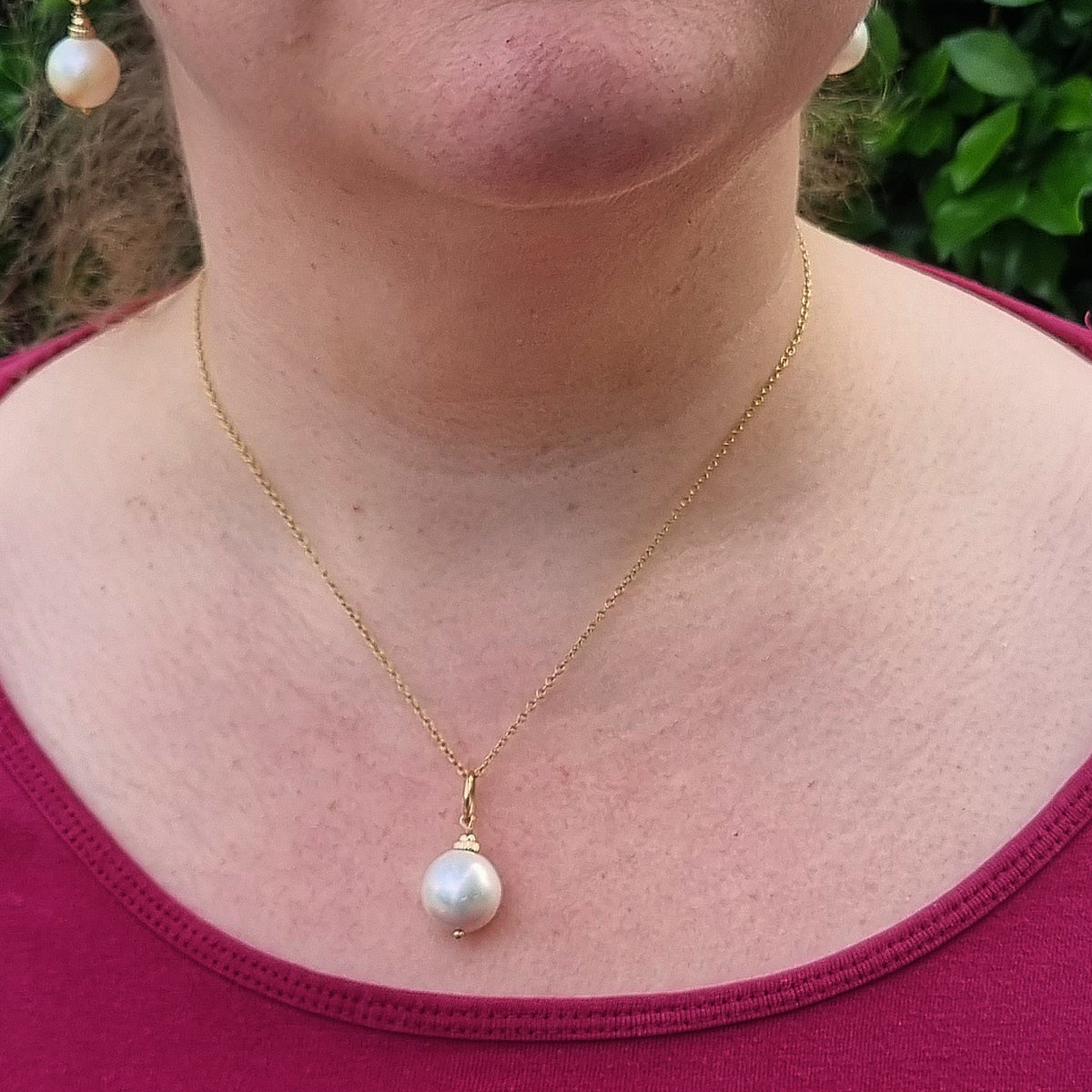 Samantha Large Pearl Pendant Necklace Sterling Silver or Gold Filled