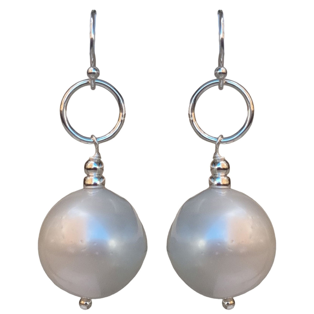 Samantha Large Pearl Earrings Sterling Silver or Gold Filled