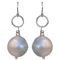 Samantha Large Pearl Earrings Sterling Silver or Gold Filled