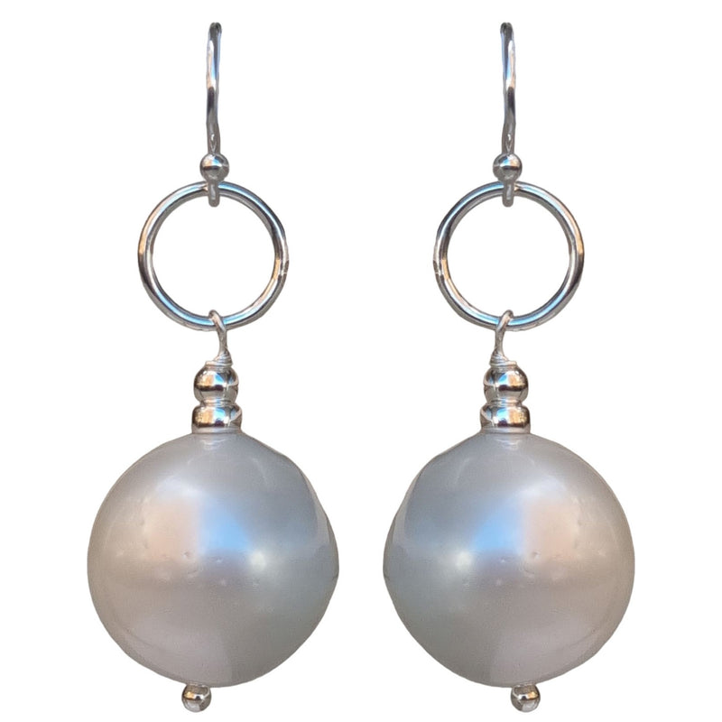 Samantha Large Pearl Earrings Sterling Silver or Gold Filled