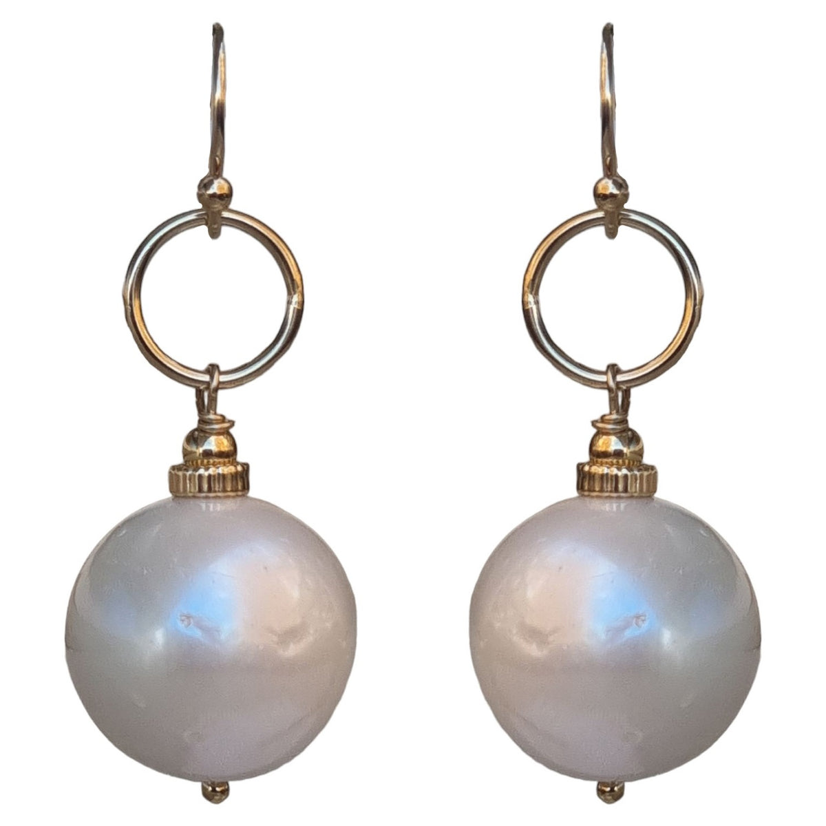 Samantha Large Pearl Earrings Sterling Silver or Gold Filled