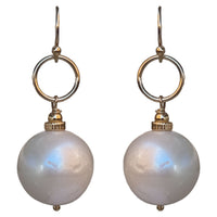 Samantha Large Pearl Earrings Sterling Silver or Gold Filled