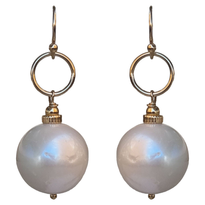 Samantha Large Pearl Earrings Sterling Silver or Gold Filled