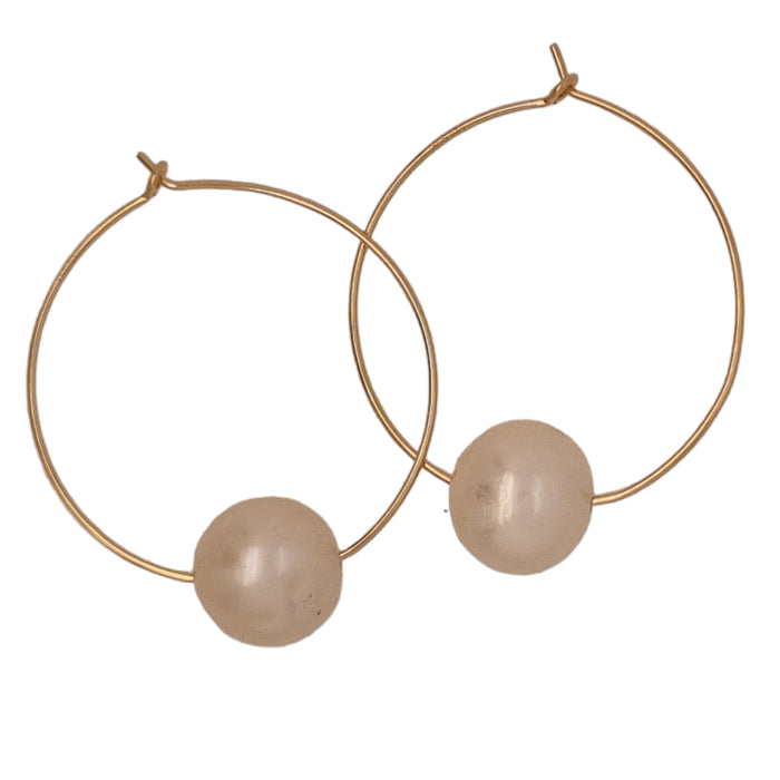 Dominique Freshwater Pearl Sterling silver of 14k Gold filled Hoop Earrings
