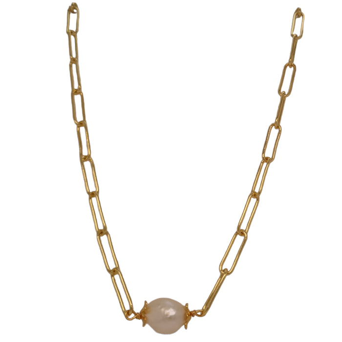 Dana Freshwater Pearl Paper Clip Chain Necklace