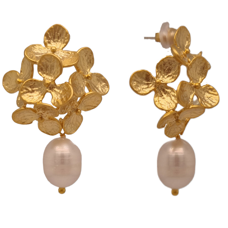 Margaret Flower Stud Freshwater Pearl Earrings