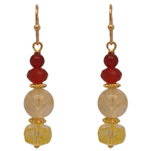 Sol Citrine & Carnelian Drop Earrings