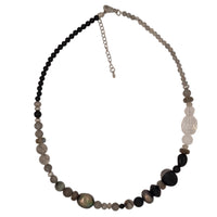 Ebon Onyx, Labradorite, Moonstone, Quartz & Pearl Necklace