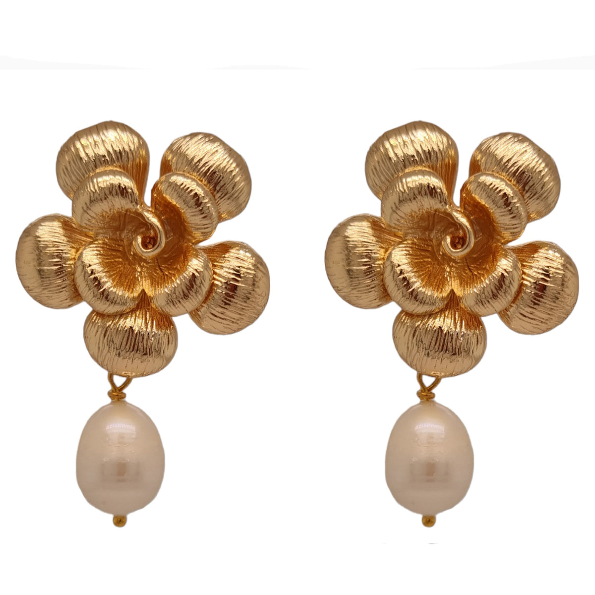 Maggie Flower Stud Freshwater Pearl Earrings