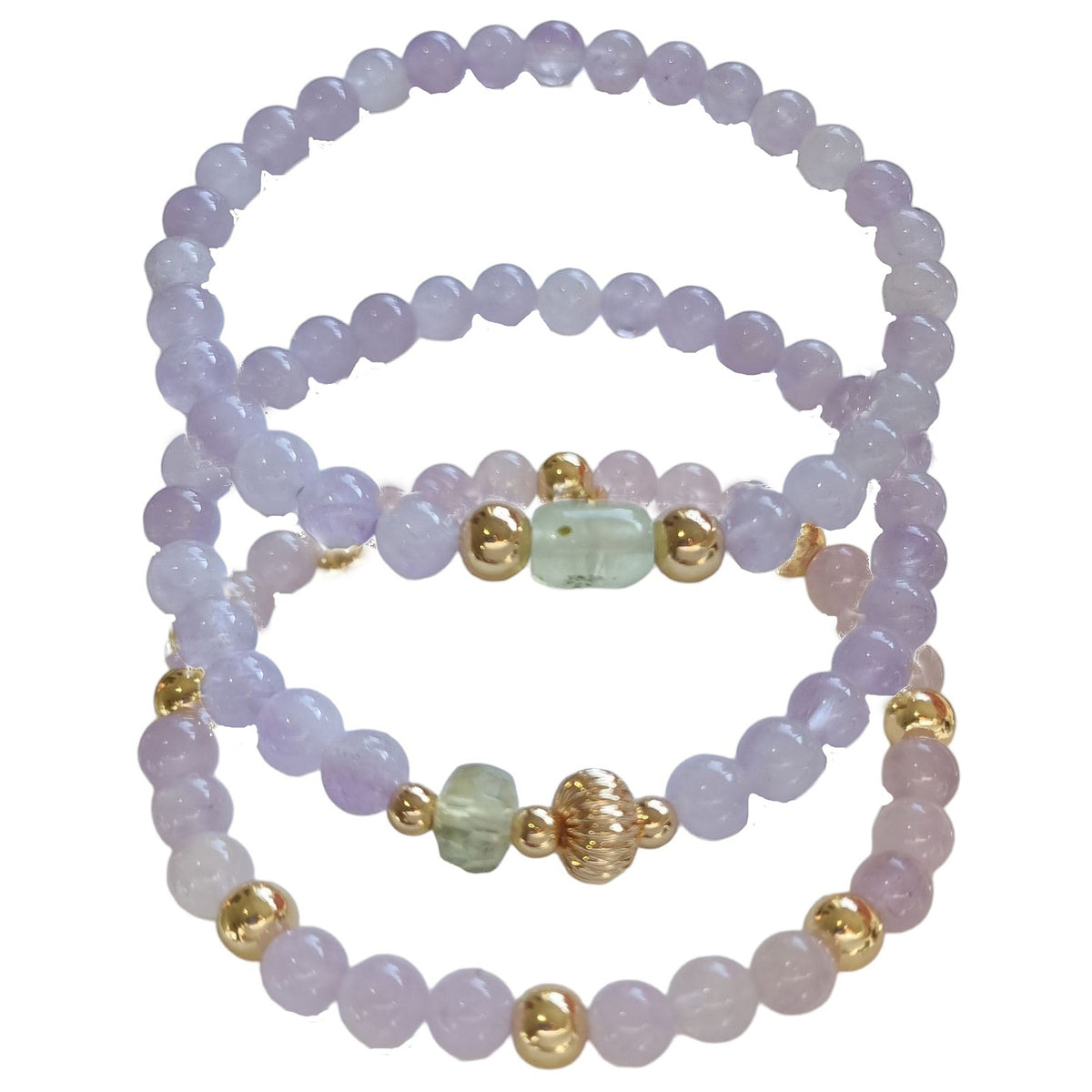 Nina Lavender Amethyst & Prehnite Bracelets