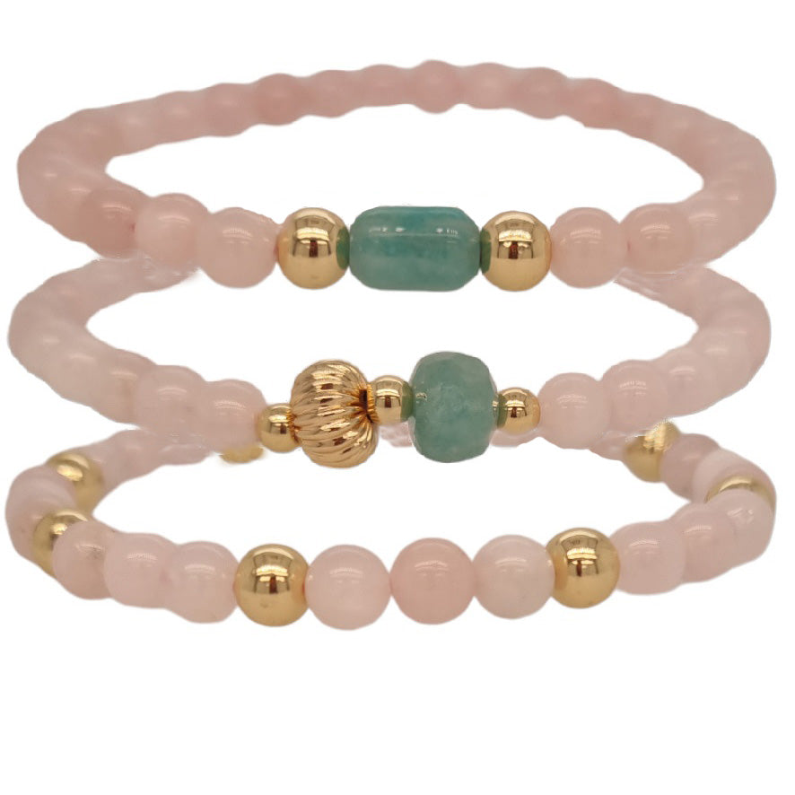 Nina Rose Quartz & Amazonite Bracelets