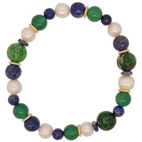 Izabella Lapis Lazuli, Pearl, Green Onyx & Jasper Bracelet