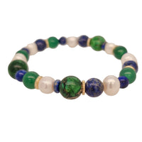 Izabella Lapis Lazuli, Pearl, Green Onyx & Jasper Bracelet