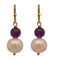 Nina Amethyst & Freshwater Pearl drop Earrings