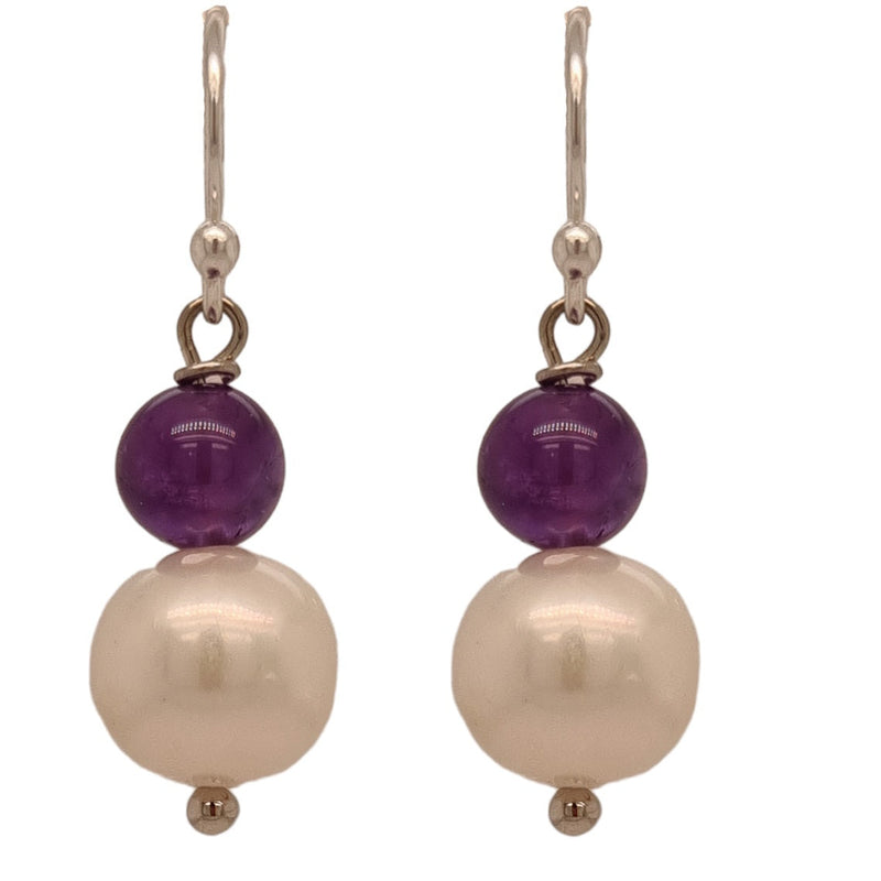 Nina Amethyst & Freshwater Pearl drop Earrings