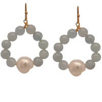 Nina Aquamarine & Freshwater Pearl Hoop Earrings