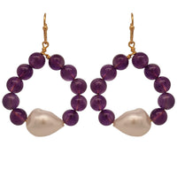 Nina Amethyst & Freshwater Pearl drop Earrings